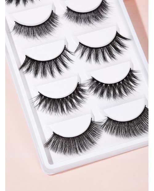 3D Natural Thick Fake Eyelashes 5pairs With Tweezers