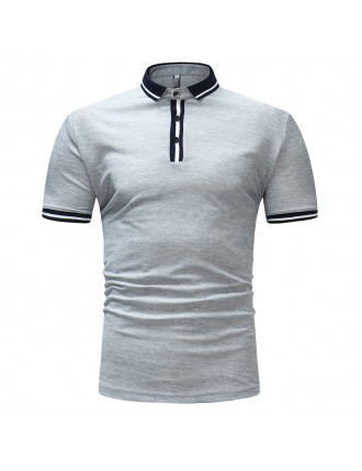 Mens Business Casual Tops Turn-down Collar Regular Fit Solid Short Sleeve Golf Shirt